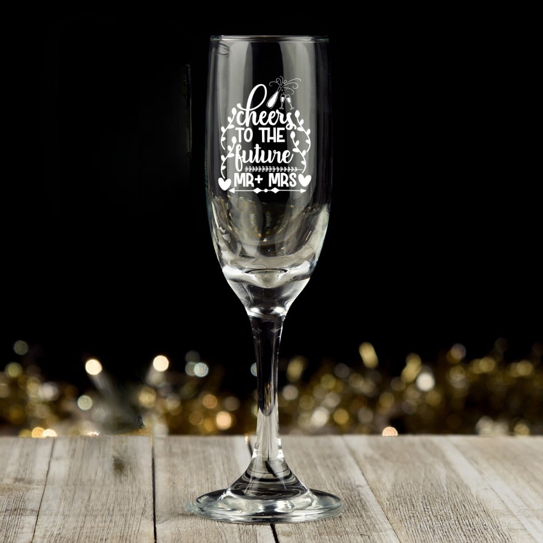 1 x Custom Engraved Champaign Glass - Star Squiggle Hash