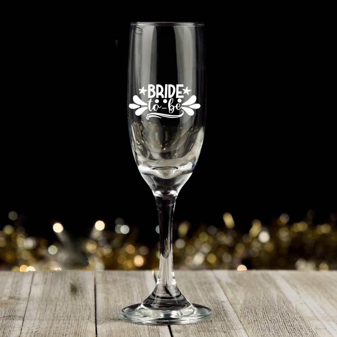 1 x Custom Engraved Champaign Glass - Star Squiggle Hash