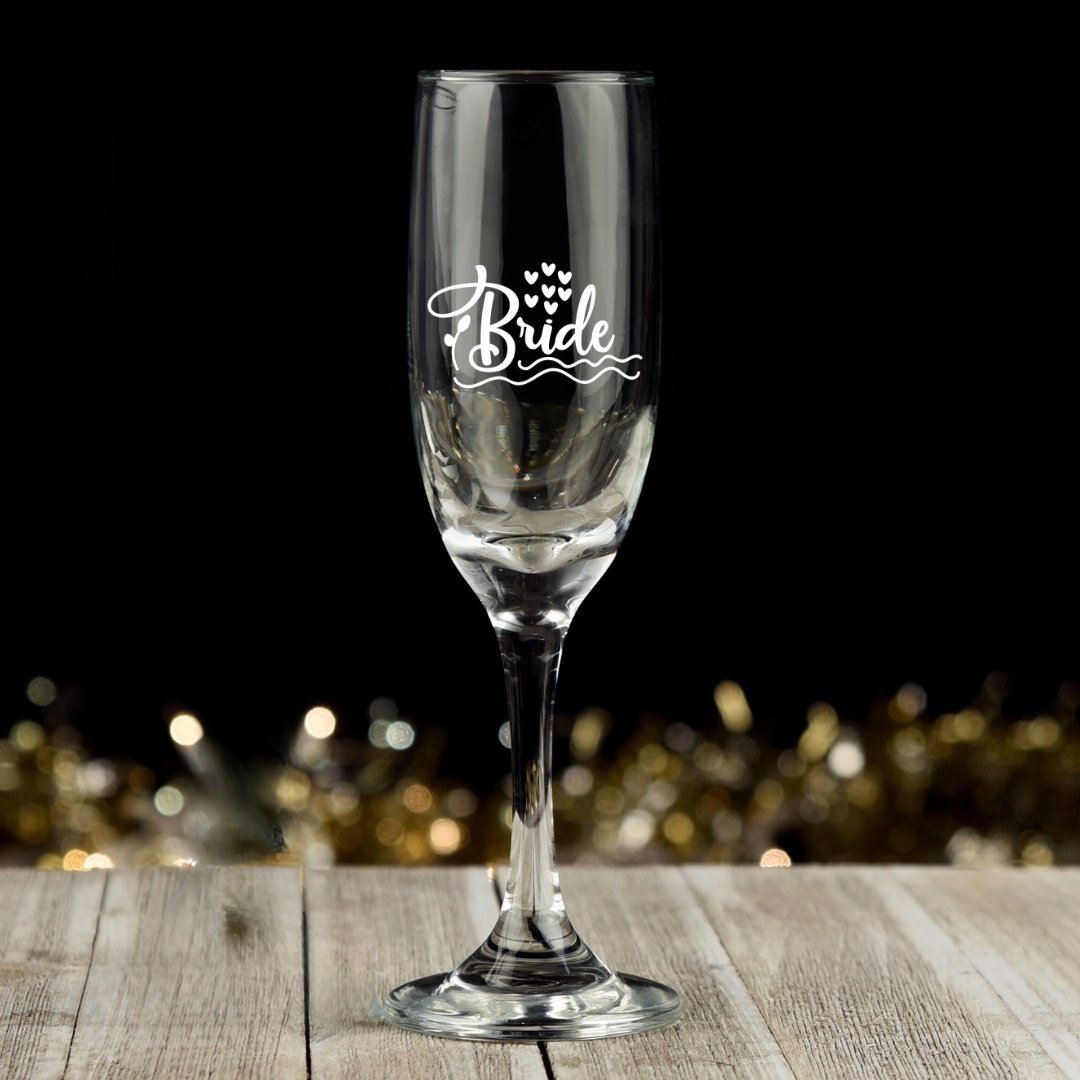 1 x Custom Engraved Champaign Glass - Star Squiggle Hash
