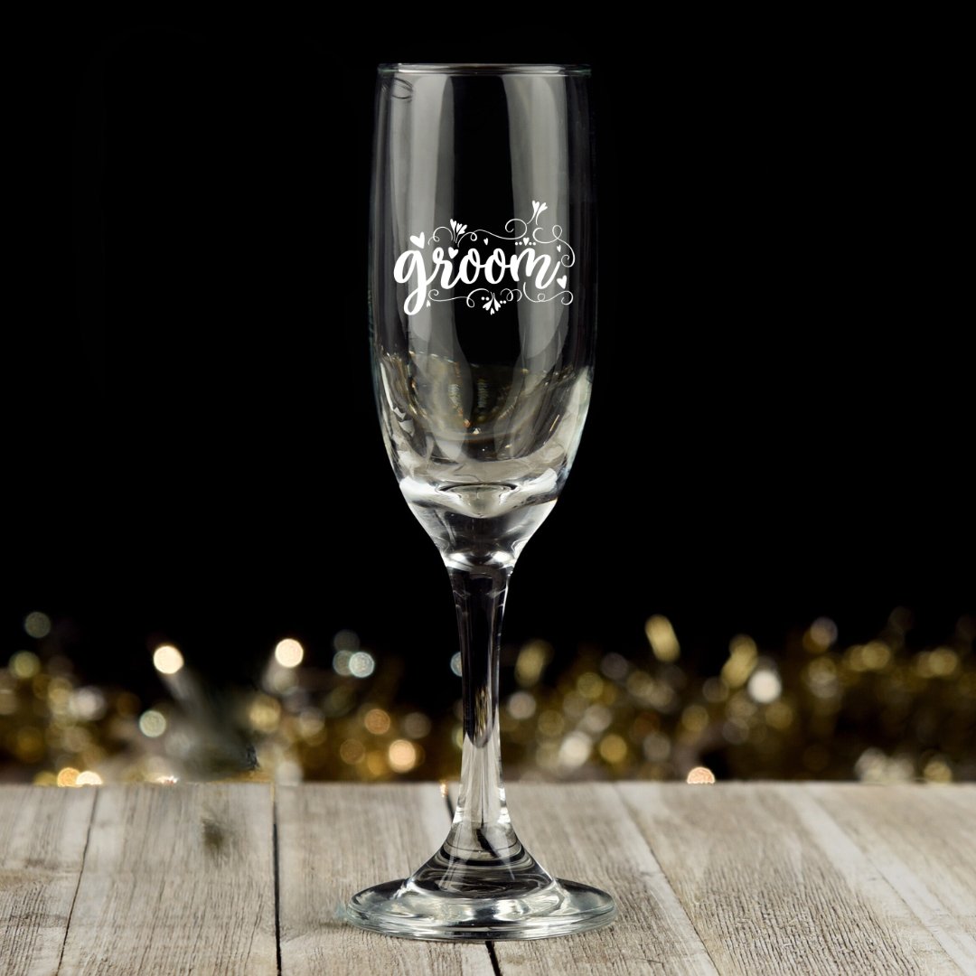 1 x Custom Engraved Champaign Glass - Star Squiggle Hash