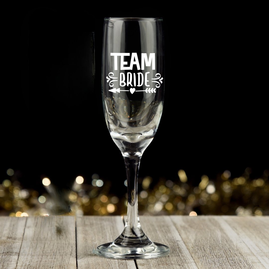 1 x Custom Engraved Champaign Glass - Star Squiggle Hash