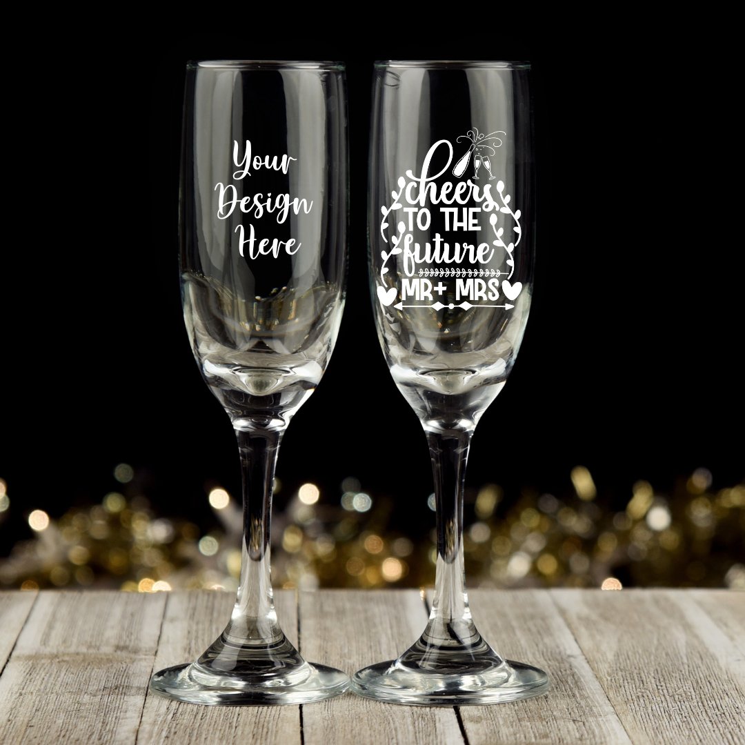 1 x Custom Engraved Champaign Glass - Star Squiggle Hash