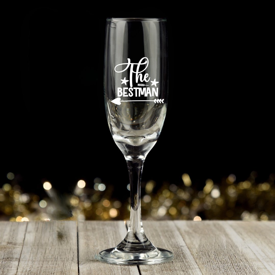 1 x Custom Engraved Champaign Glass - Star Squiggle Hash