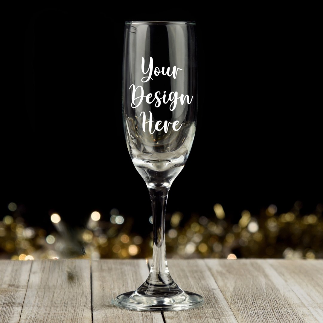 1 x Custom Engraved Champaign Glass - Star Squiggle Hash