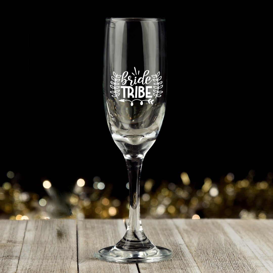 1 x Custom Engraved Champaign Glass - Star Squiggle Hash