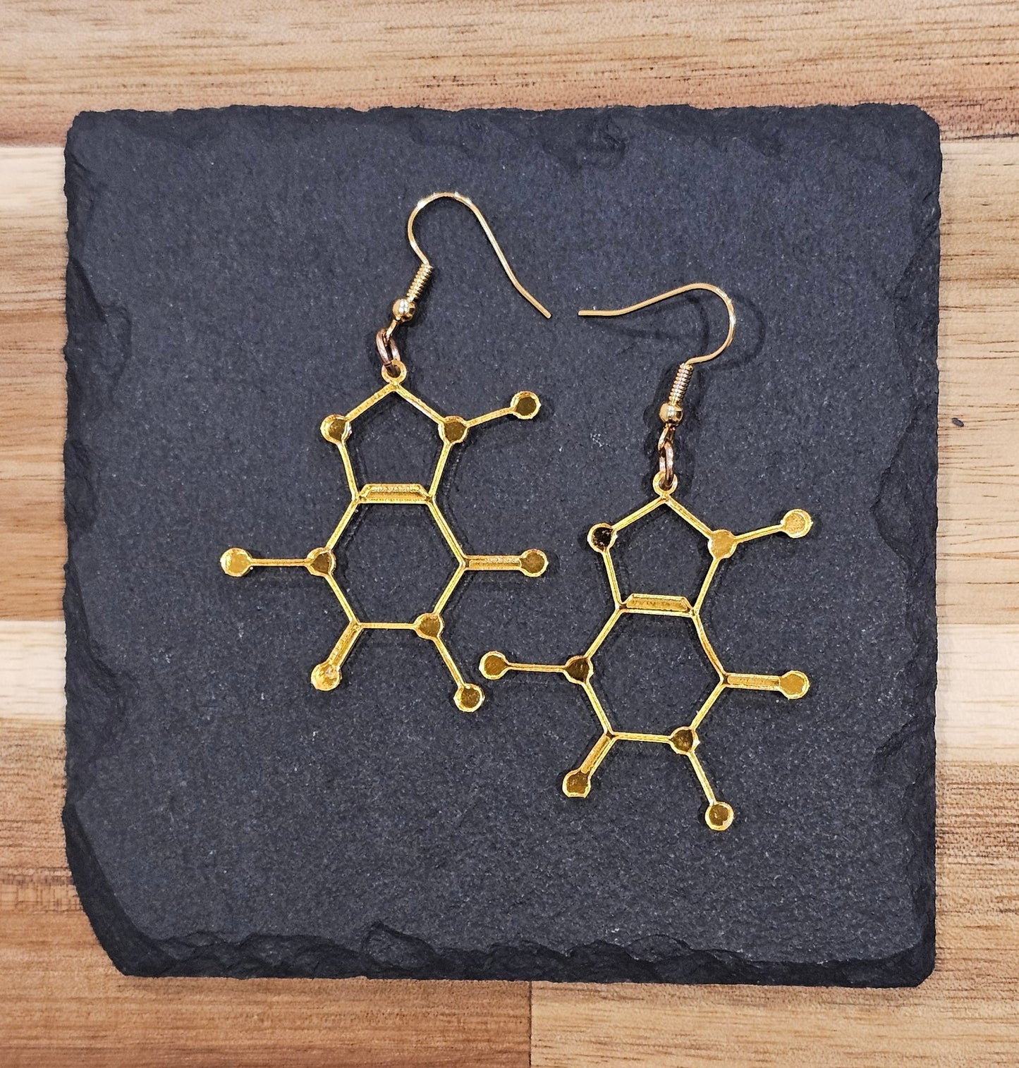 Caffeine Molecule Earrings – Silver, Gold & Rose Gold