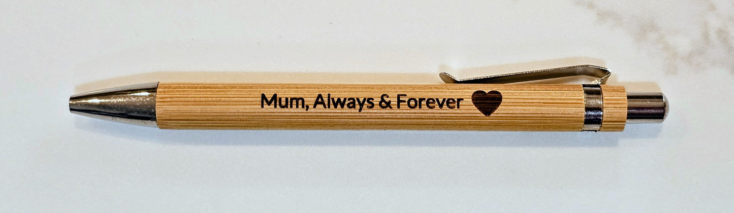 Bamboo Laser Engraved Pens