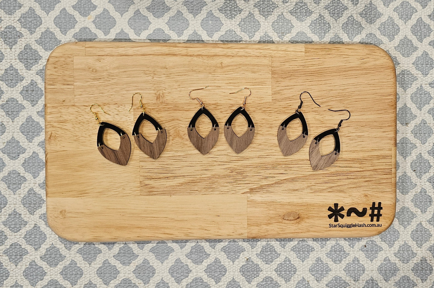 Layered Teardrop Earrings (Wood + Acrylic)