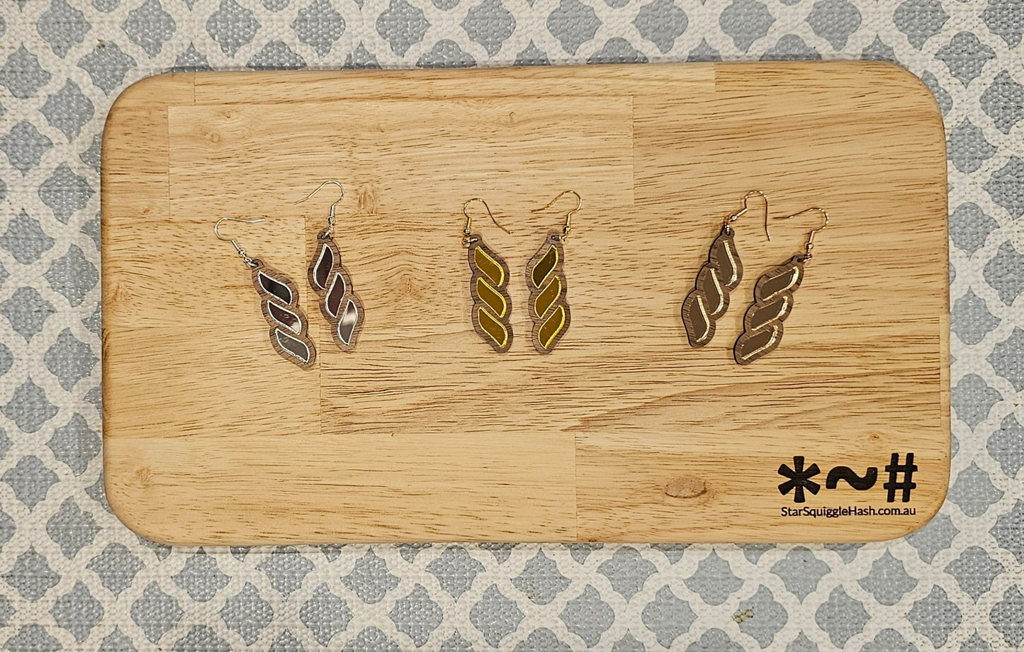 Twist Inlay Timber Earrings