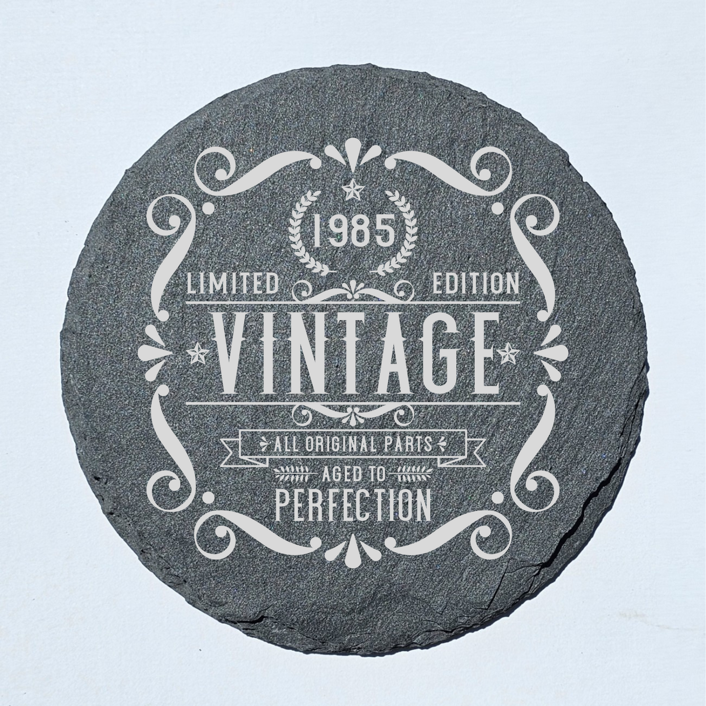 Milestone Birthday Bundle – Slate Coasters & Acacia Serving Board