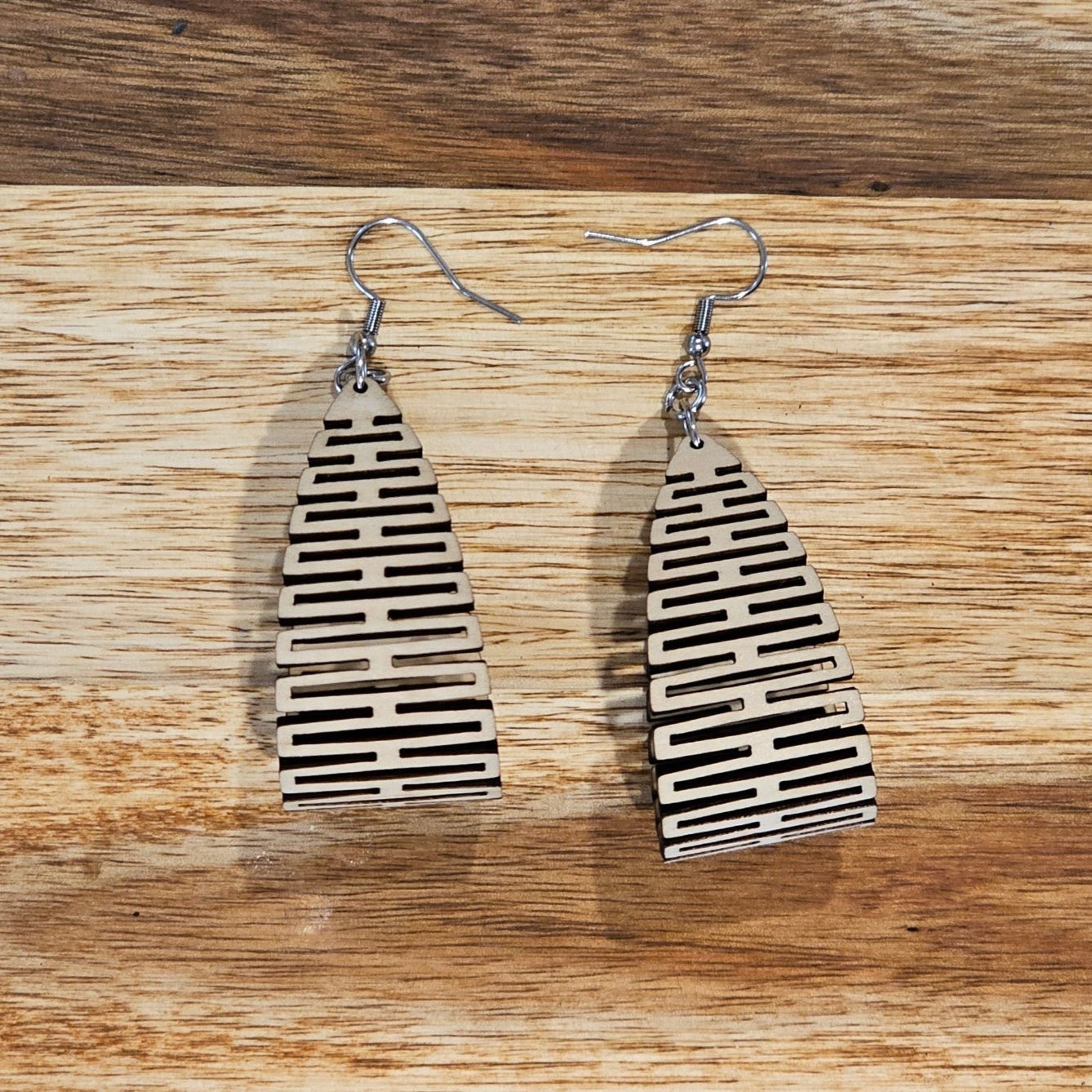 Bendy Wooden Earrings - Star Squiggle Hash