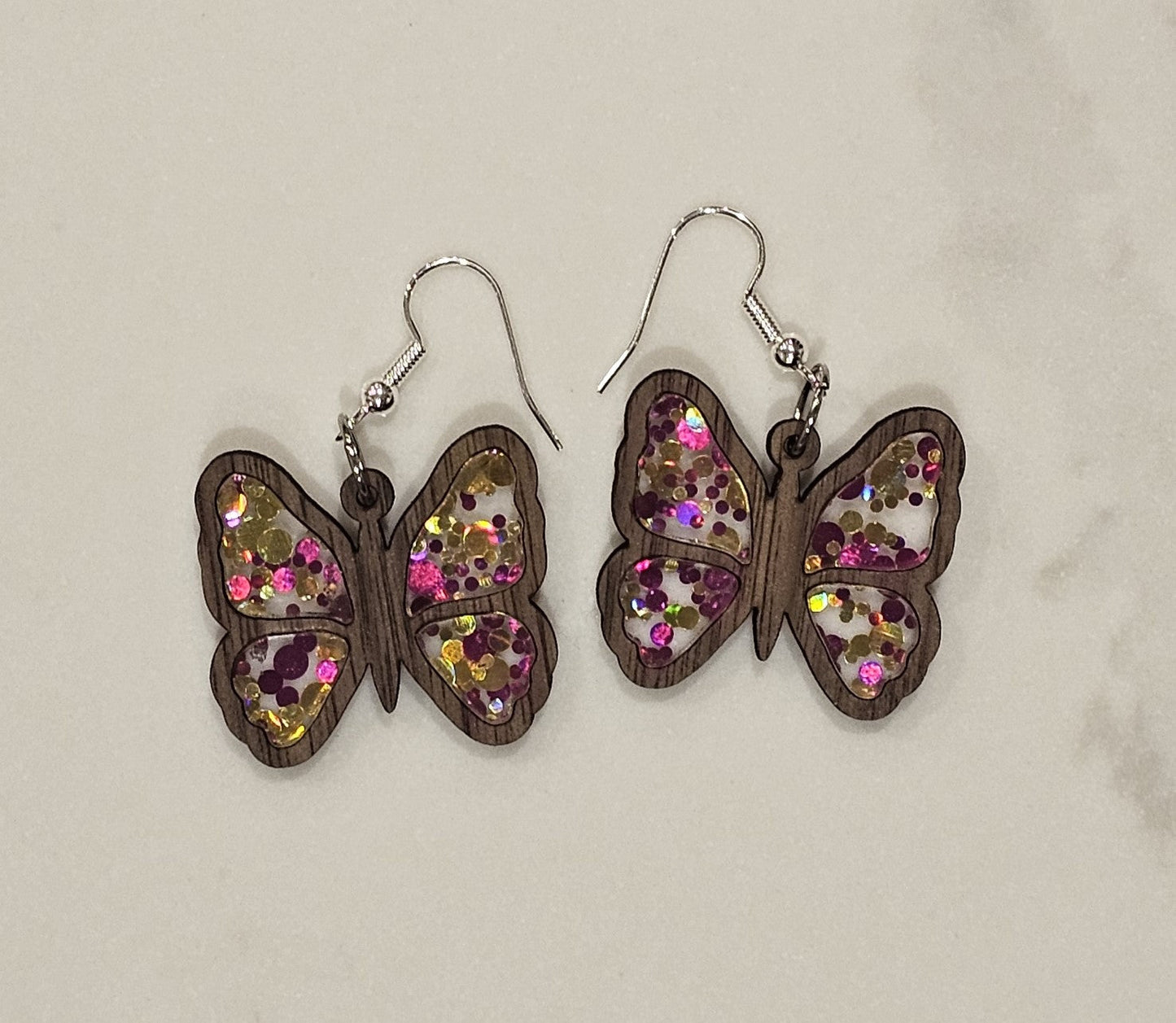 Butterfly Inlay Earrings. Free Shipping - Star Squiggle Hash