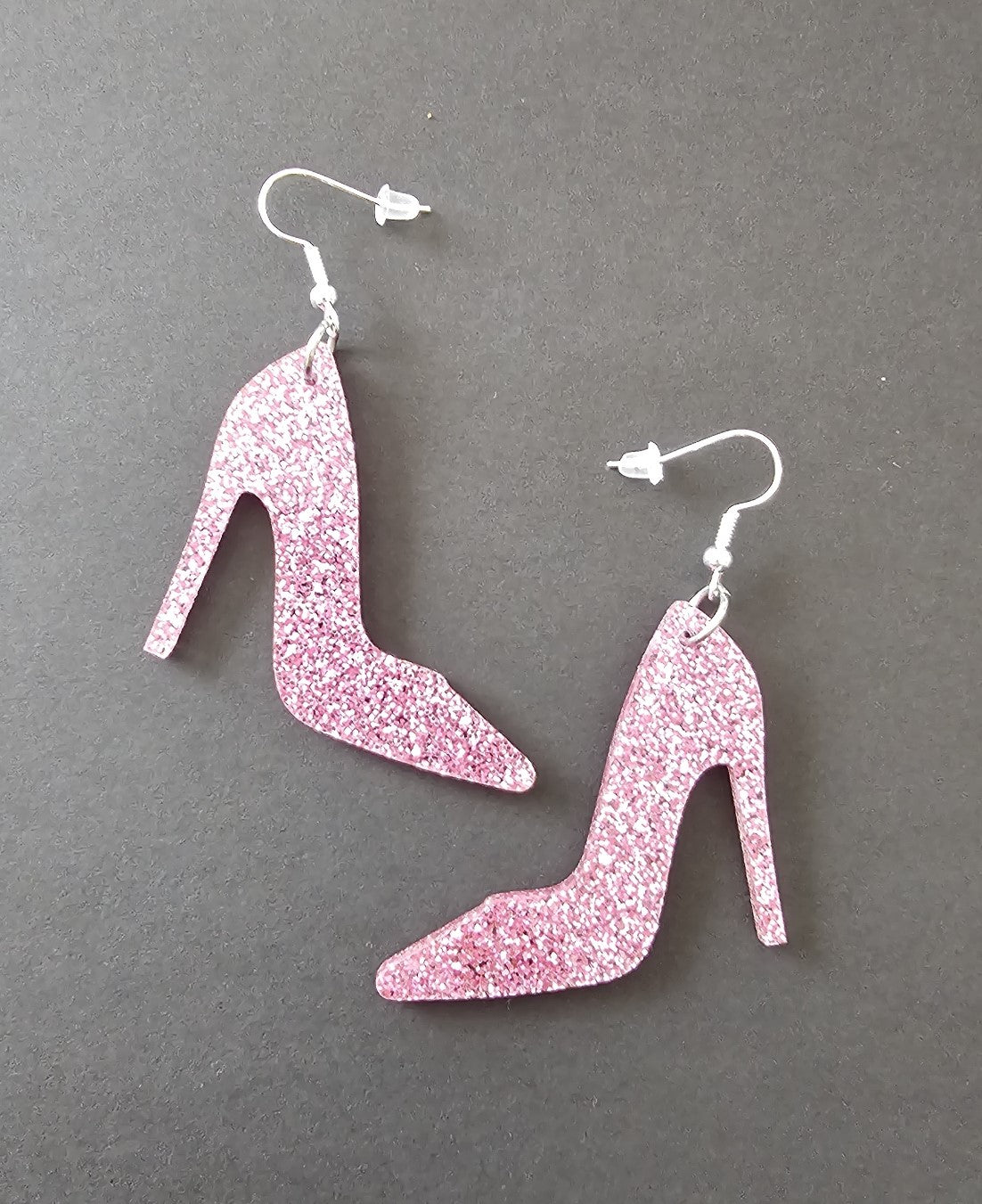 High Heel Glitter Pink Earrings. Free Shipping. - Star Squiggle Hash