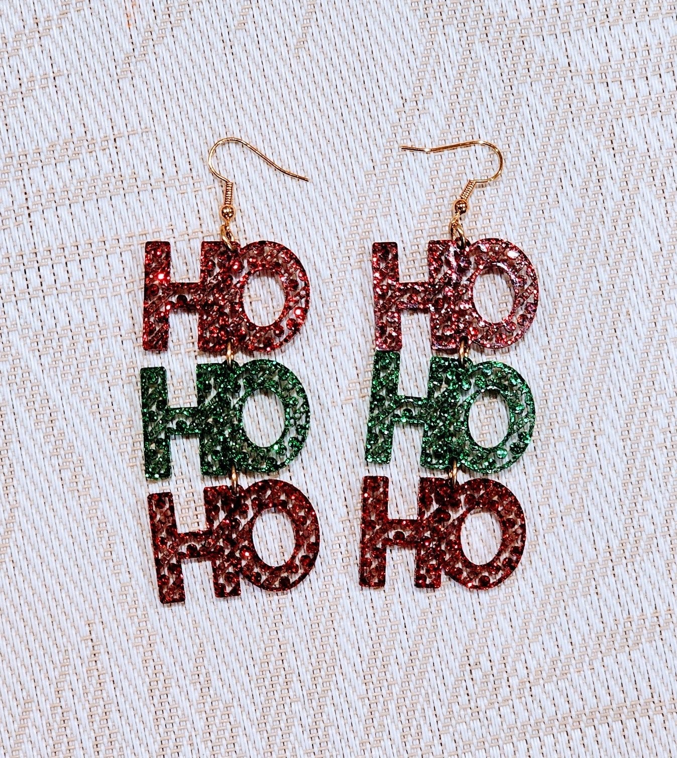 Ho Ho Ho Festive Christmas Earrings - Star Squiggle Hash