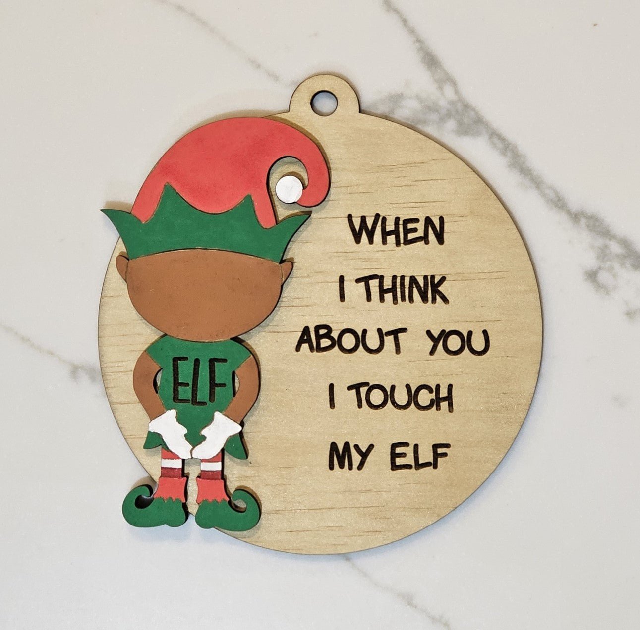 Naughty Elf Christmas Decoration - Star Squiggle Hash