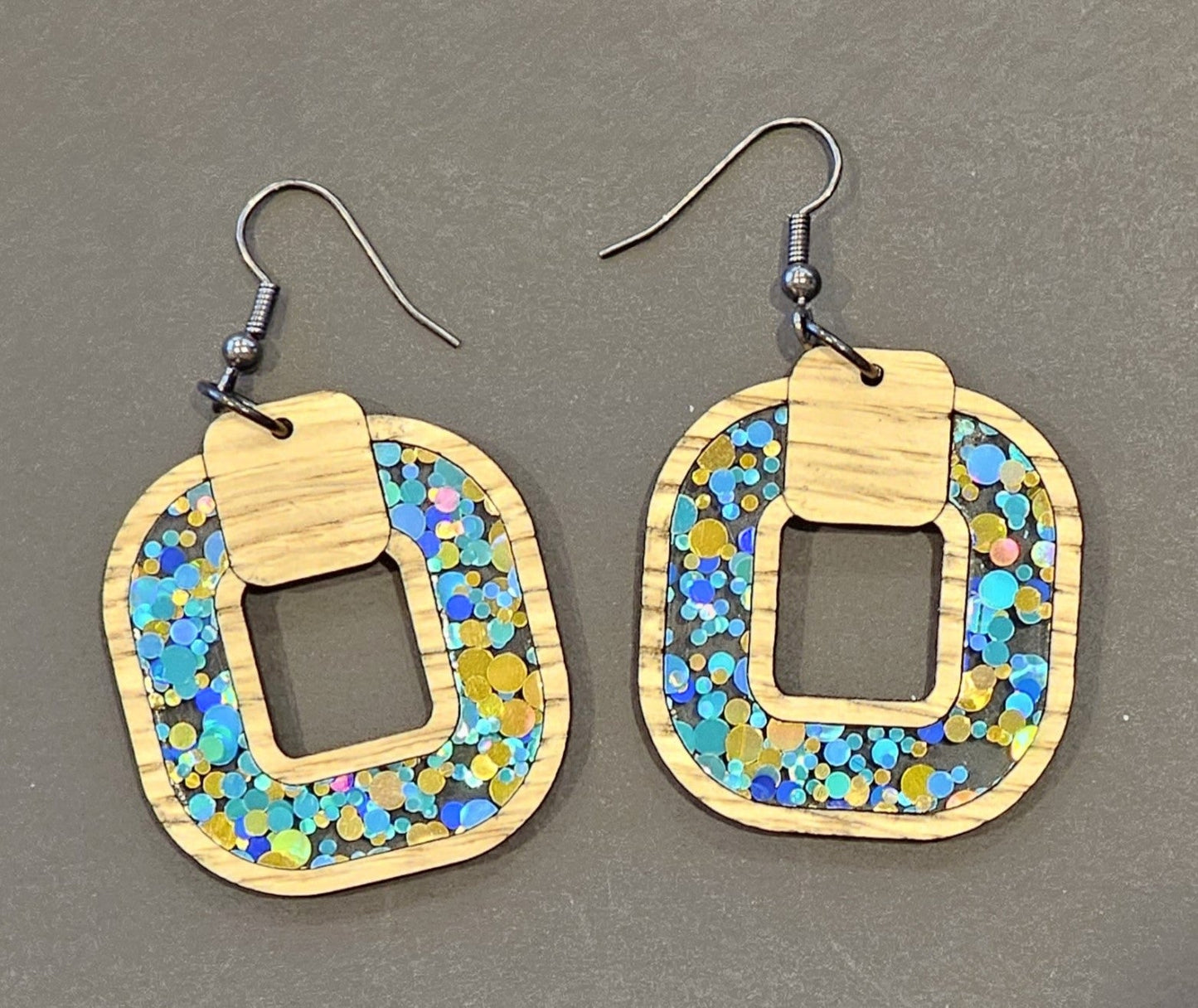 Peacock Inlay Earring. Free Shipping. - Star Squiggle Hash