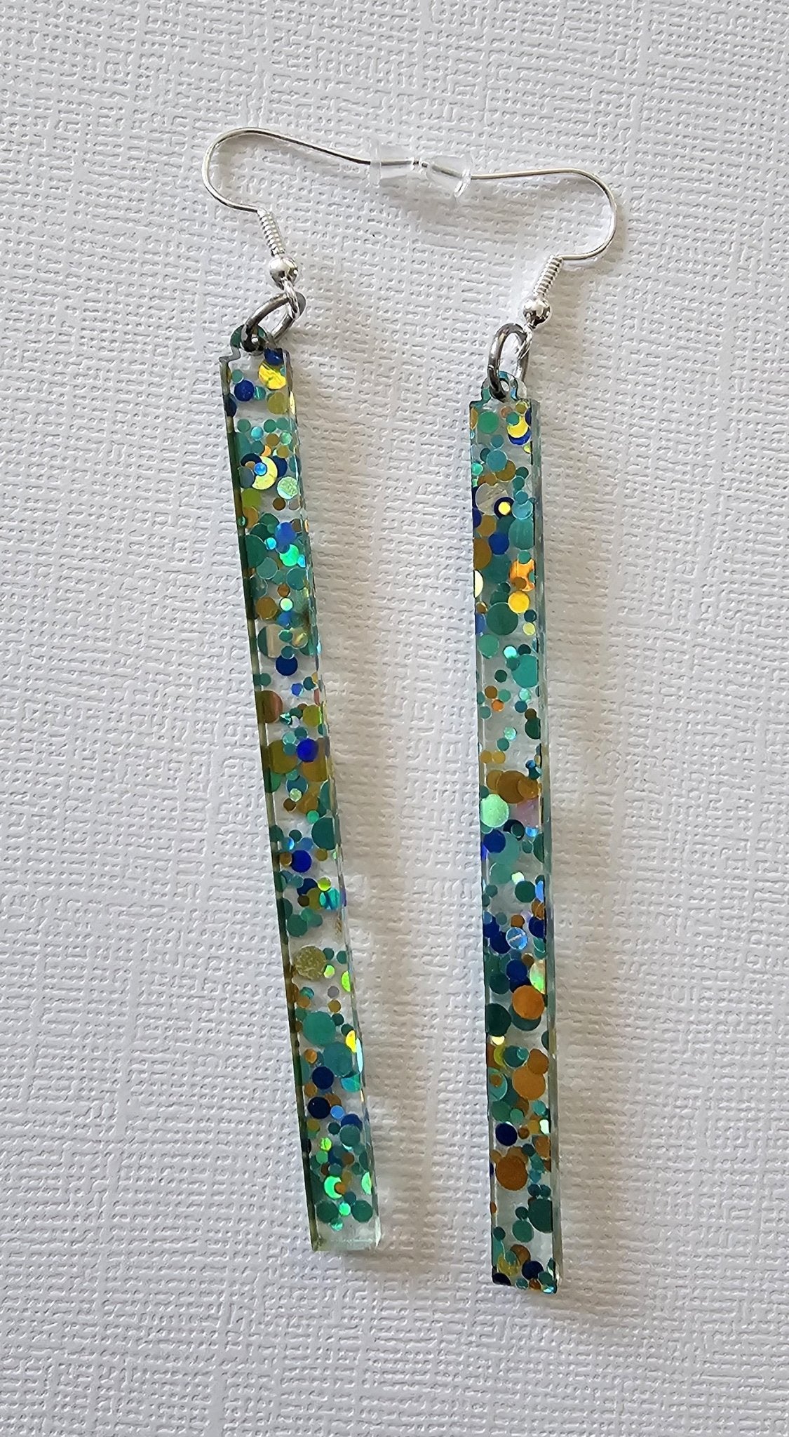 Peacock Slimline Minimalistic Earring. Free Shipping. - Star Squiggle Hash