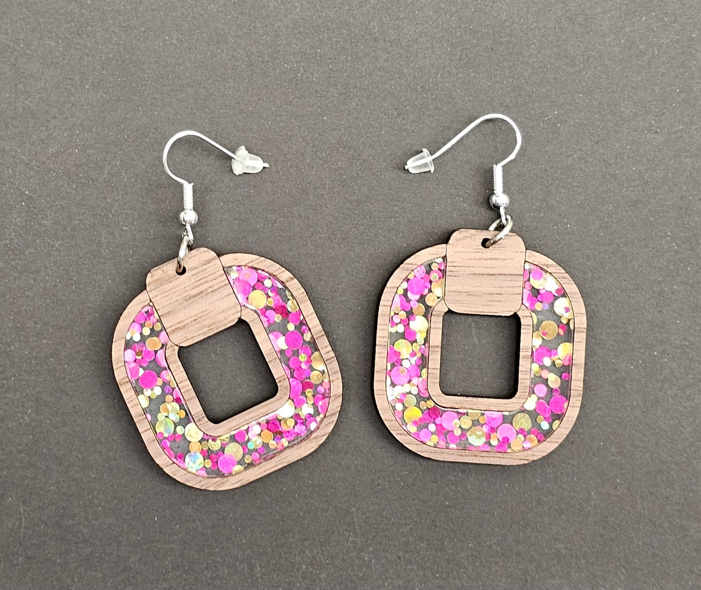 Rose Inlay Earrings. Free Shipping. - Star Squiggle Hash