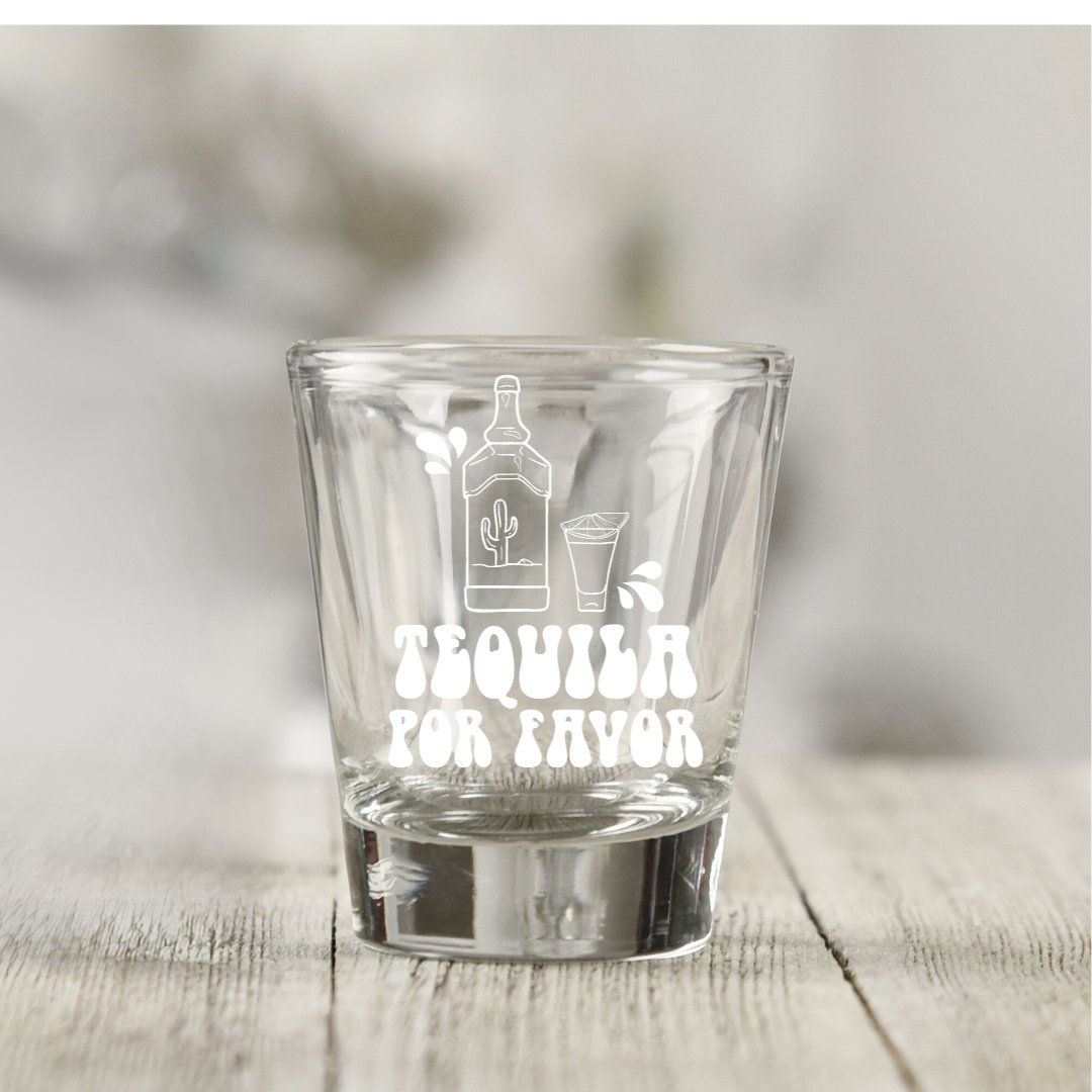 Shots Shots Shots Shots! 1 x Custom Engraved Shot Glass. - Star Squiggle Hash