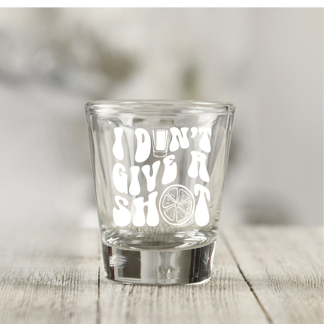 Shots Shots Shots Shots! 1 x Custom Engraved Shot Glass. - Star Squiggle Hash