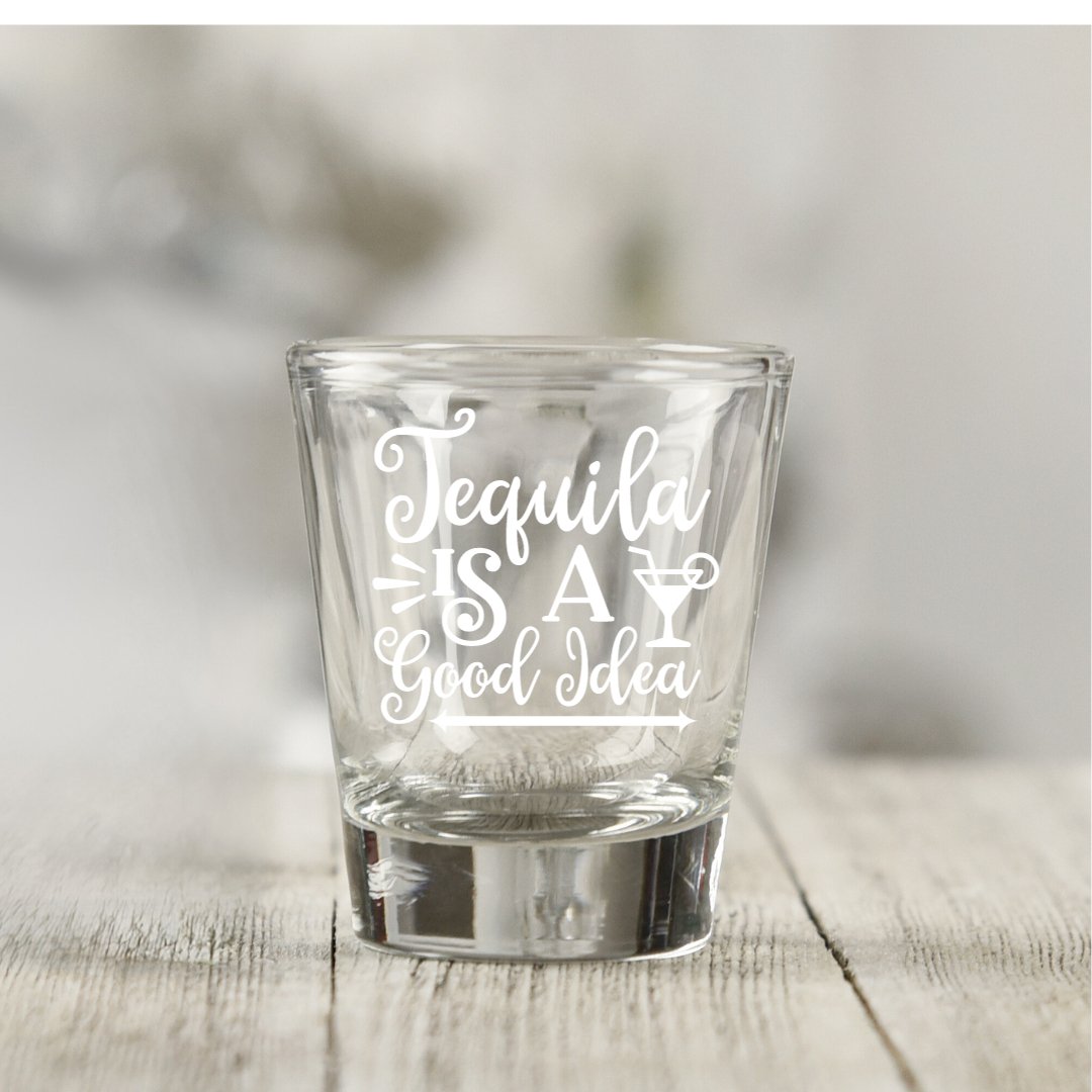 Shots Shots Shots Shots! 1 x Custom Engraved Shot Glass. - Star Squiggle Hash