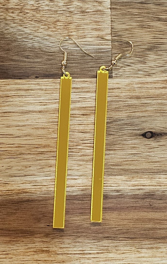 Skinny Bar Earrings Gold, Silver and Rose Gold - Star Squiggle Hash