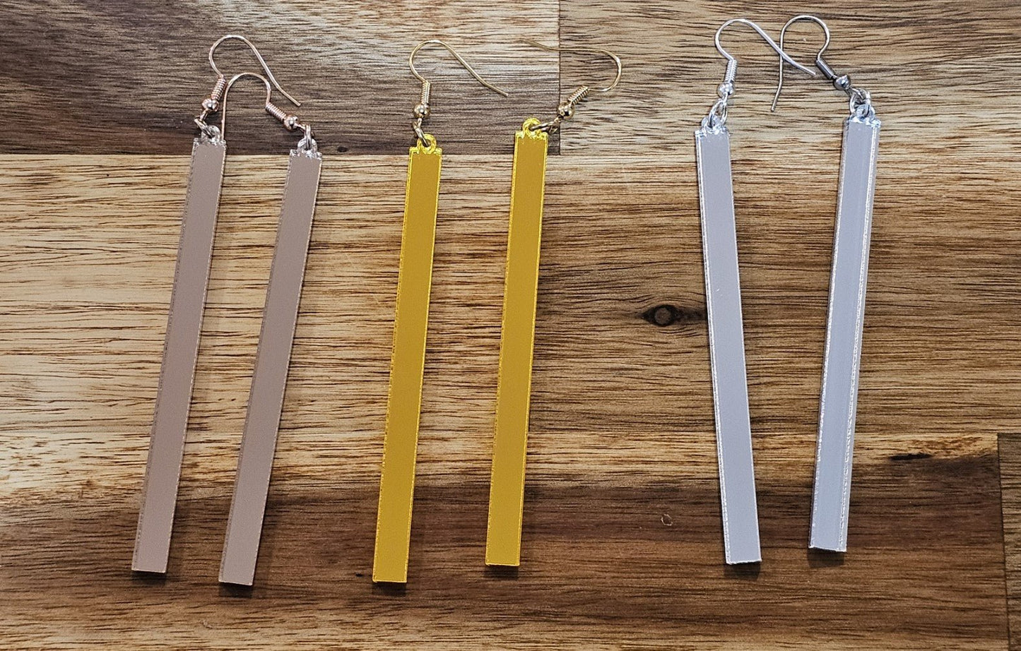 Skinny Bar Earrings Gold, Silver and Rose Gold - Star Squiggle Hash