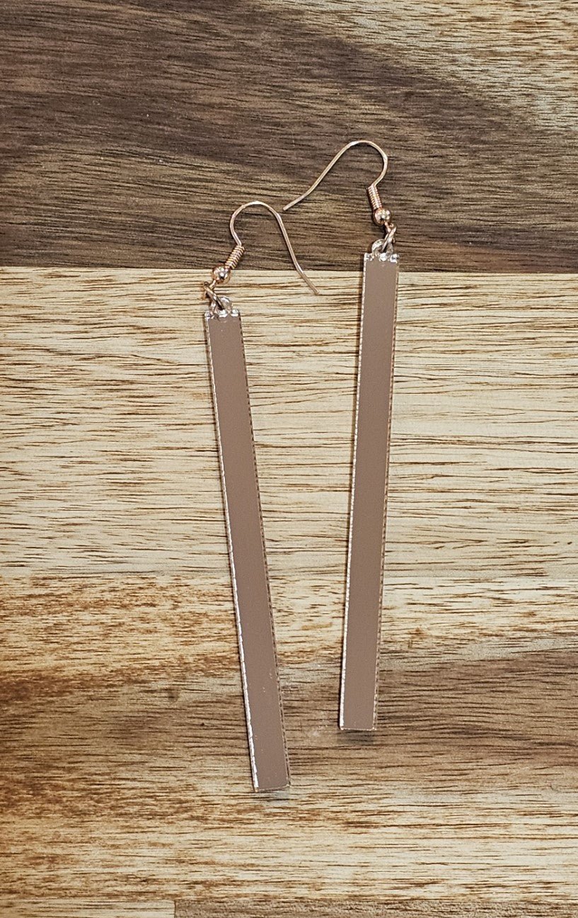 Skinny Bar Earrings Gold, Silver and Rose Gold - Star Squiggle Hash