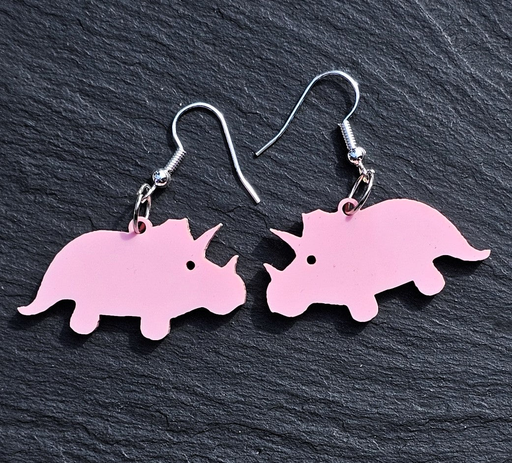 Triceratops Earrings - Star Squiggle Hash