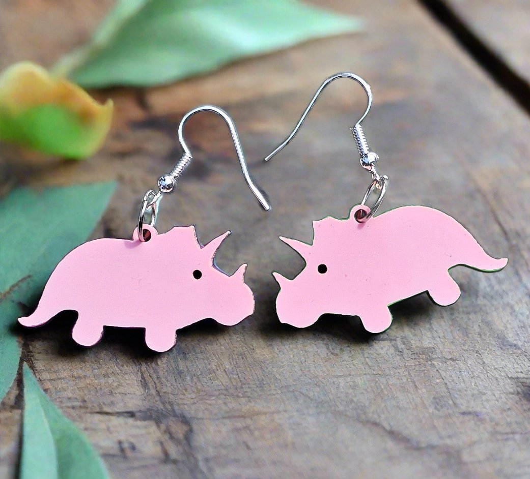 Triceratops Earrings - Star Squiggle Hash
