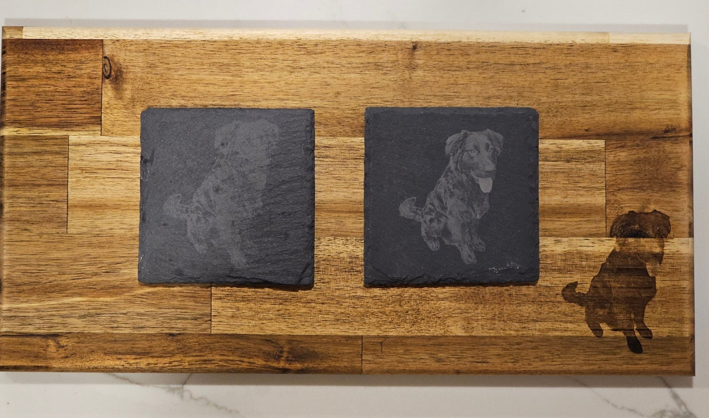 Wooden Board and Slate Coaster Bundle - Star Squiggle Hash