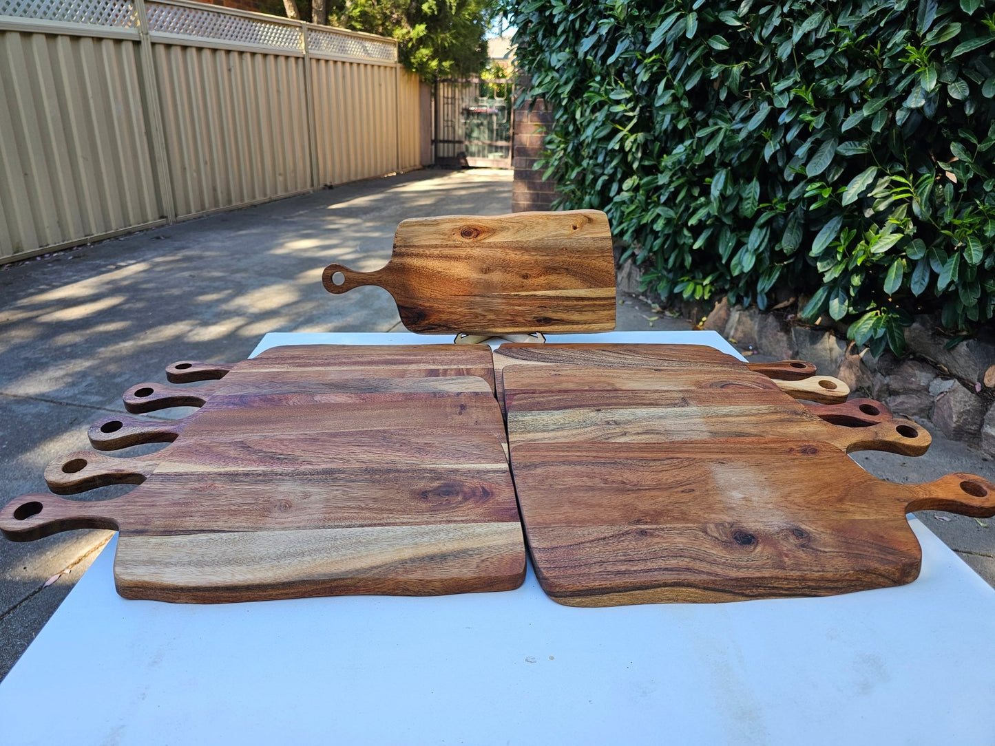 Wooden Serving Board. Acacia wood. Great for Business Branding - Star Squiggle Hash