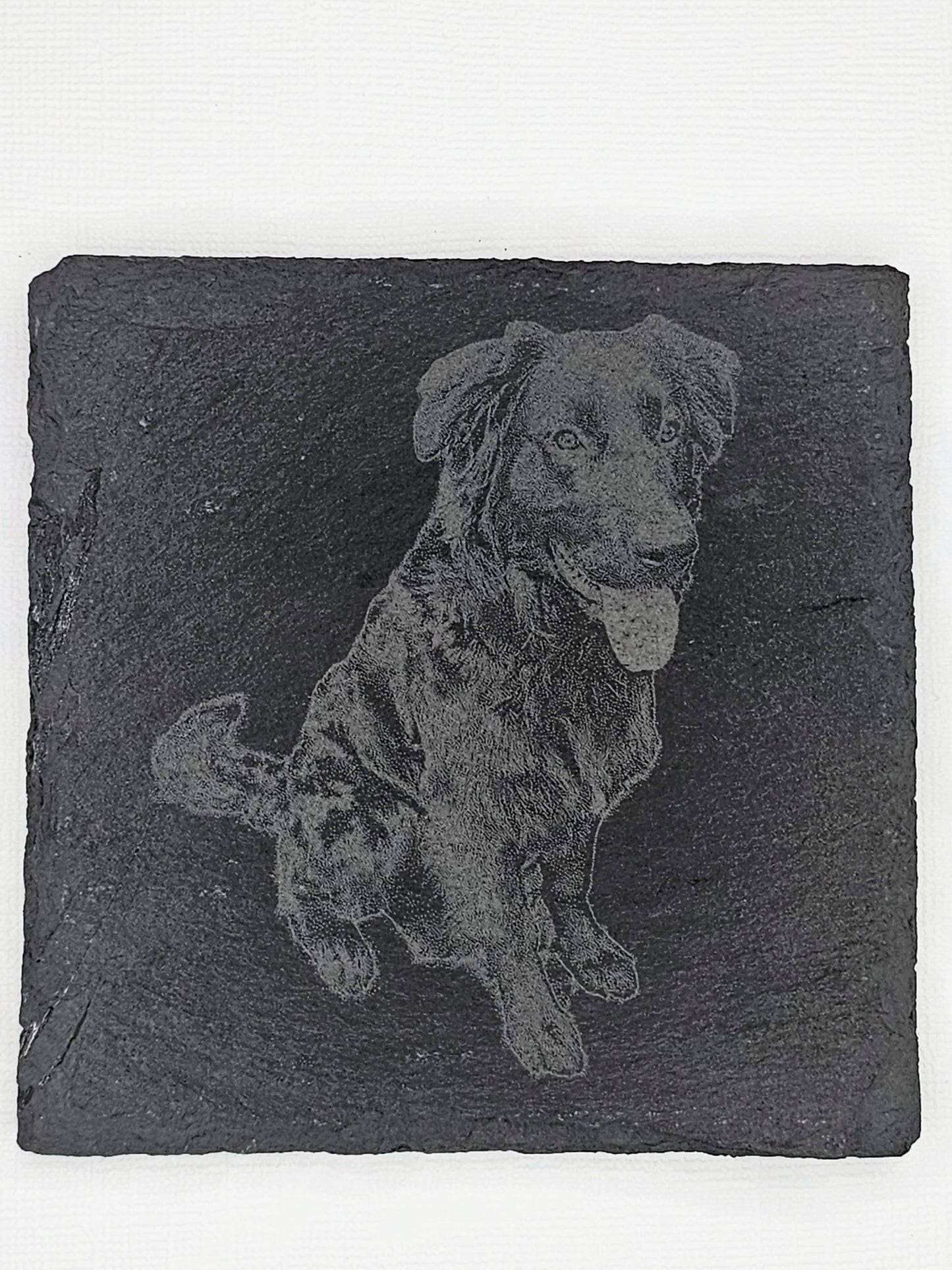 Your Photo Custom Engraved on a Slate Coaster. - Star Squiggle Hash
