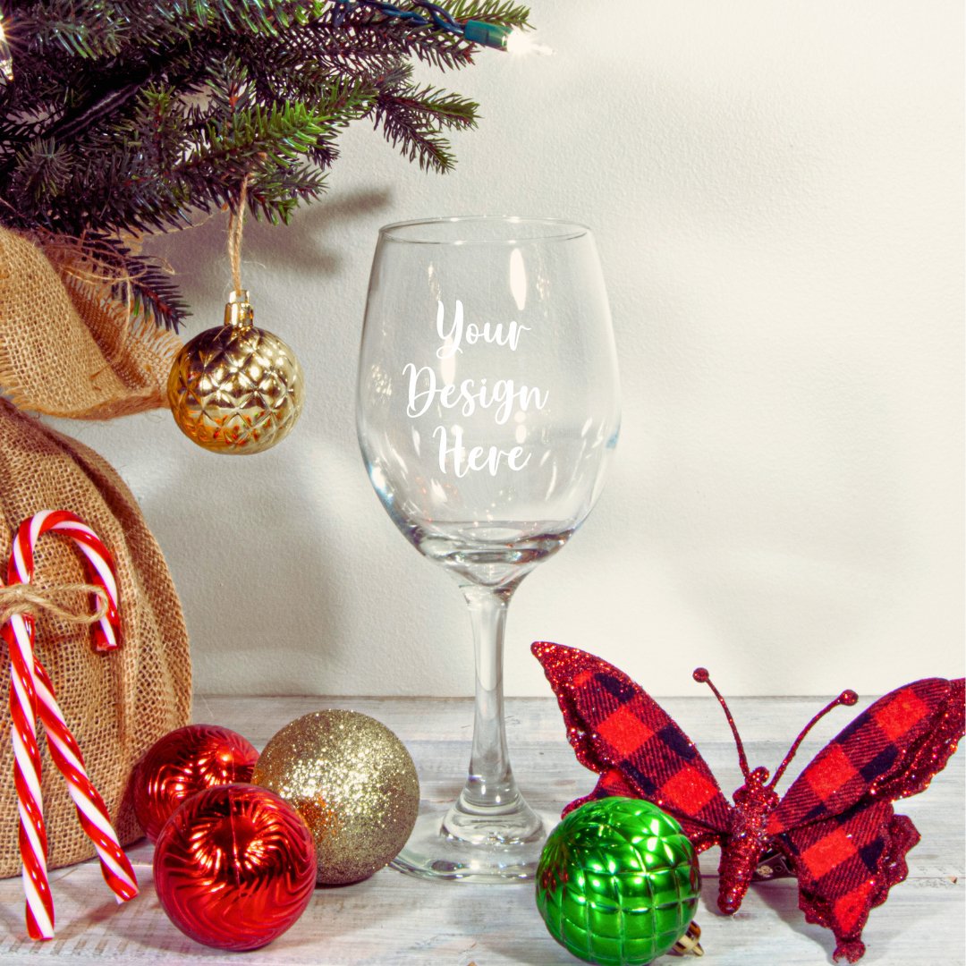 1 x Custom Engraved Wine Glass - Star Squiggle Hash