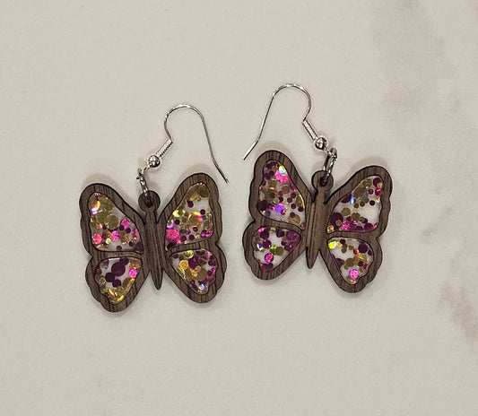 Butterfly Inlay Earrings. Free Shipping