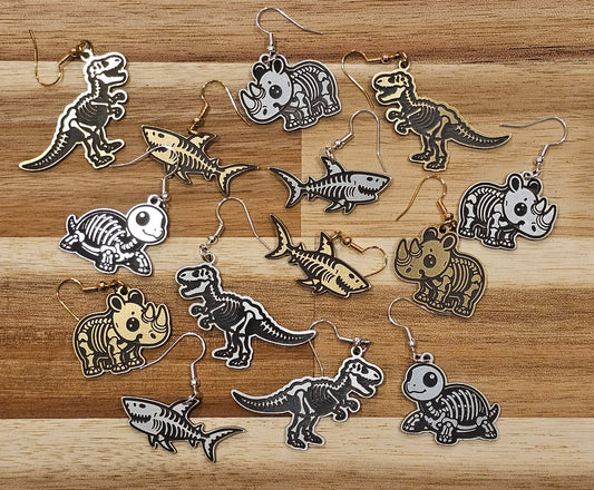 Animal Skeleton Halloween Earrings