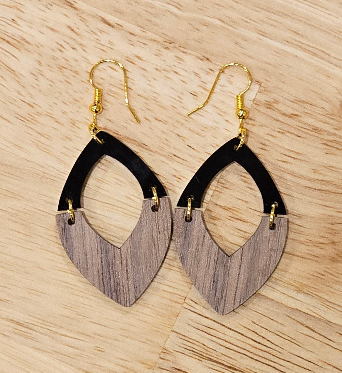 Layered Teardrop Earrings (Wood + Acrylic)