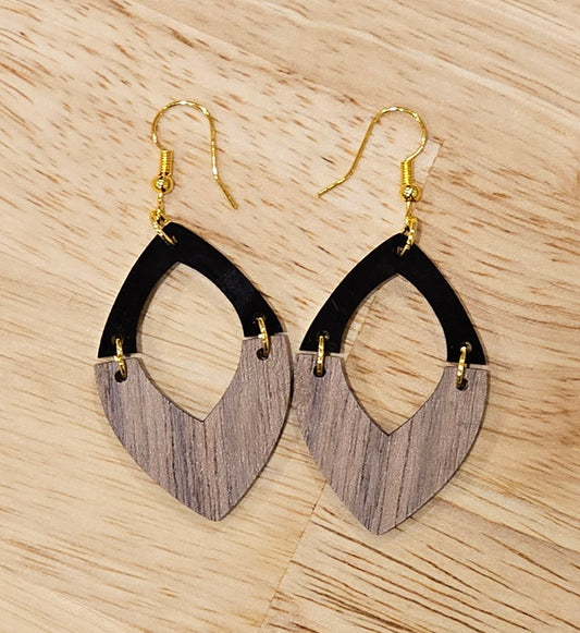 Layered Teardrop Earrings (Wood + Acrylic)