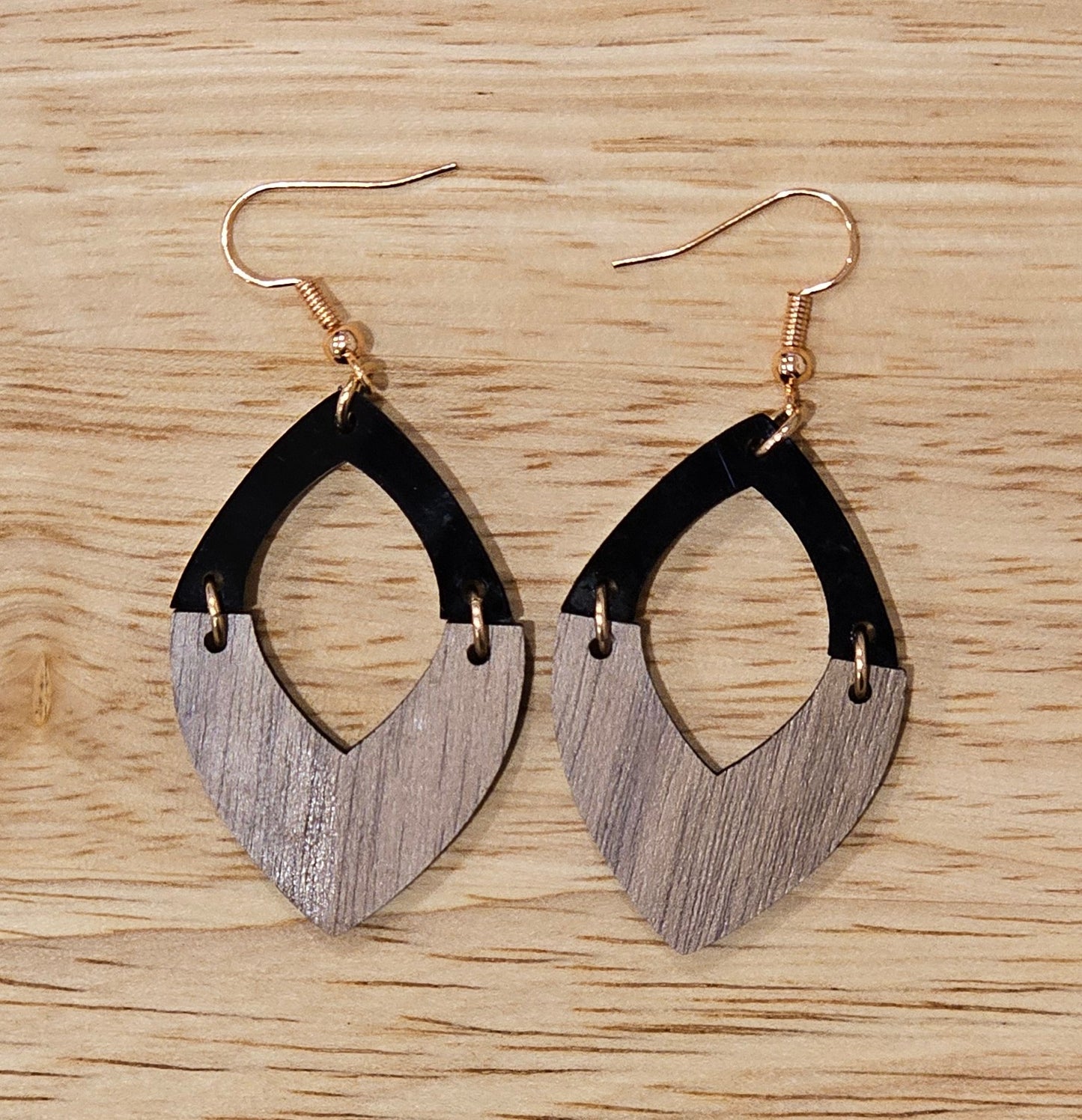Layered Teardrop Earrings (Wood + Acrylic)