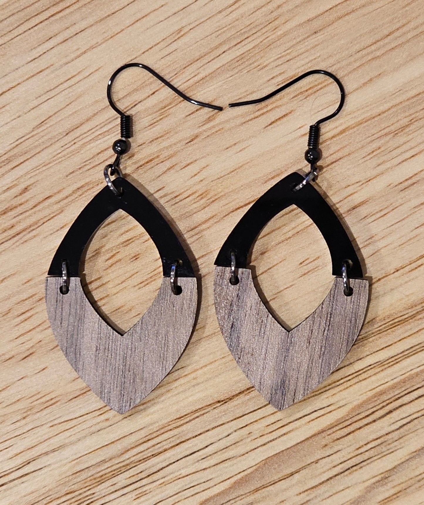 Layered Teardrop Earrings (Wood + Acrylic)