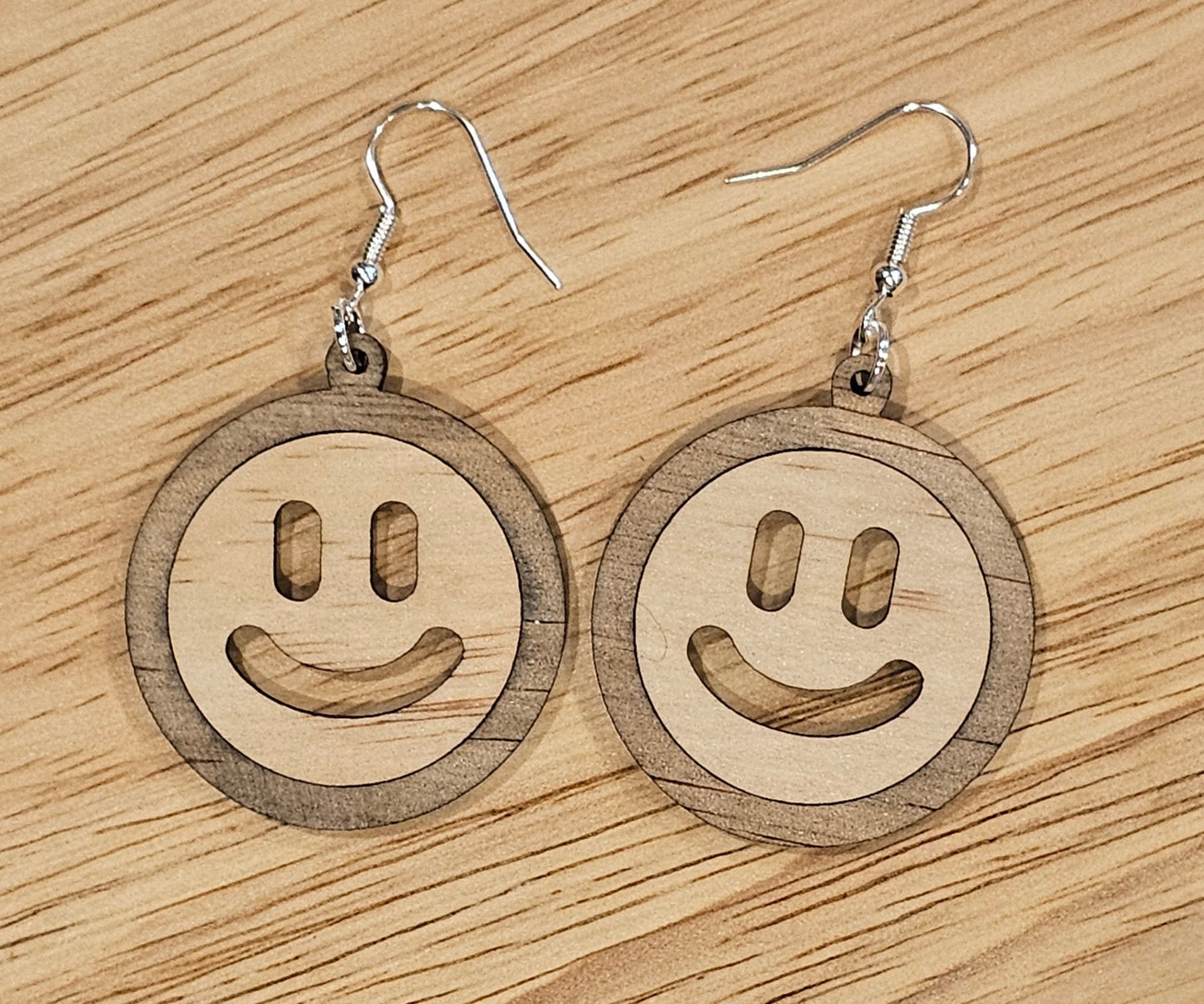 Smiley Face Timber Earrings
