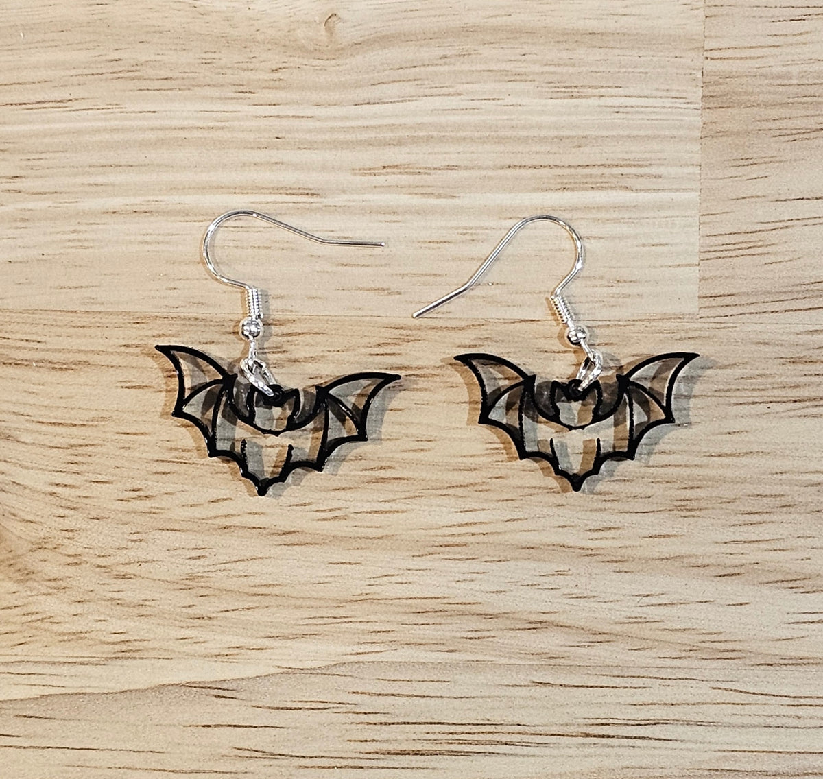 Halloween Bat Earrings | Black & Gold Acrylic Earrings