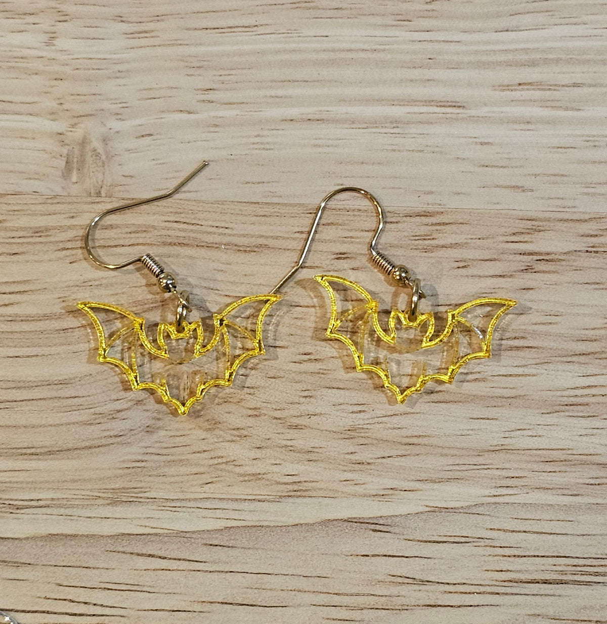 Halloween Bat Earrings | Black & Gold Acrylic Earrings