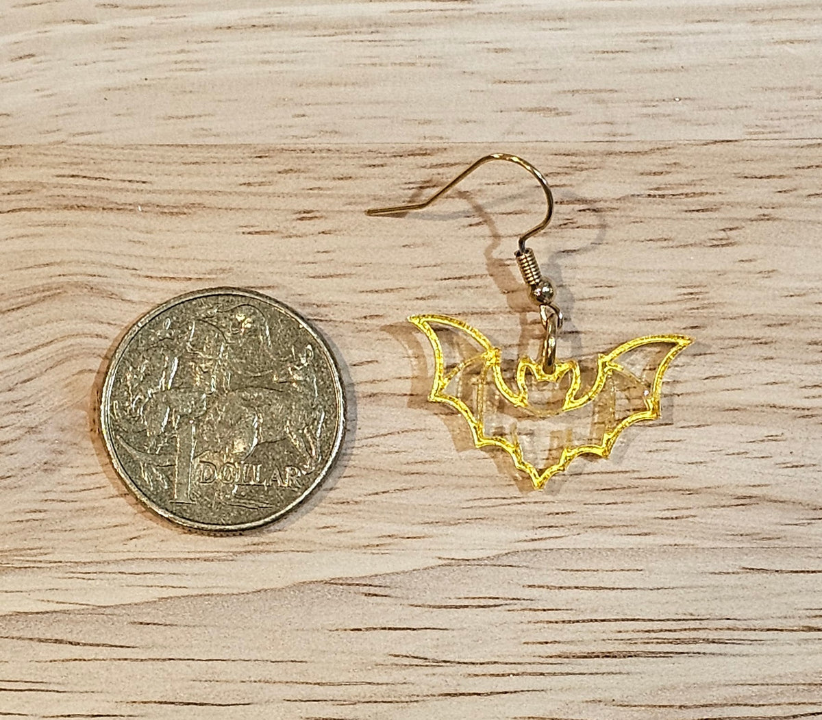 Halloween Bat Earrings | Black & Gold Acrylic Earrings