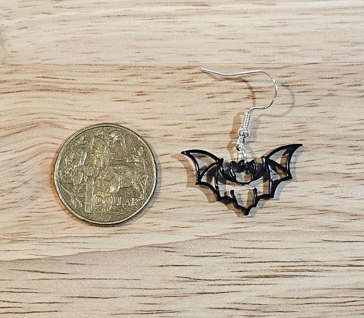 Halloween Bat Earrings | Black & Gold Acrylic Earrings