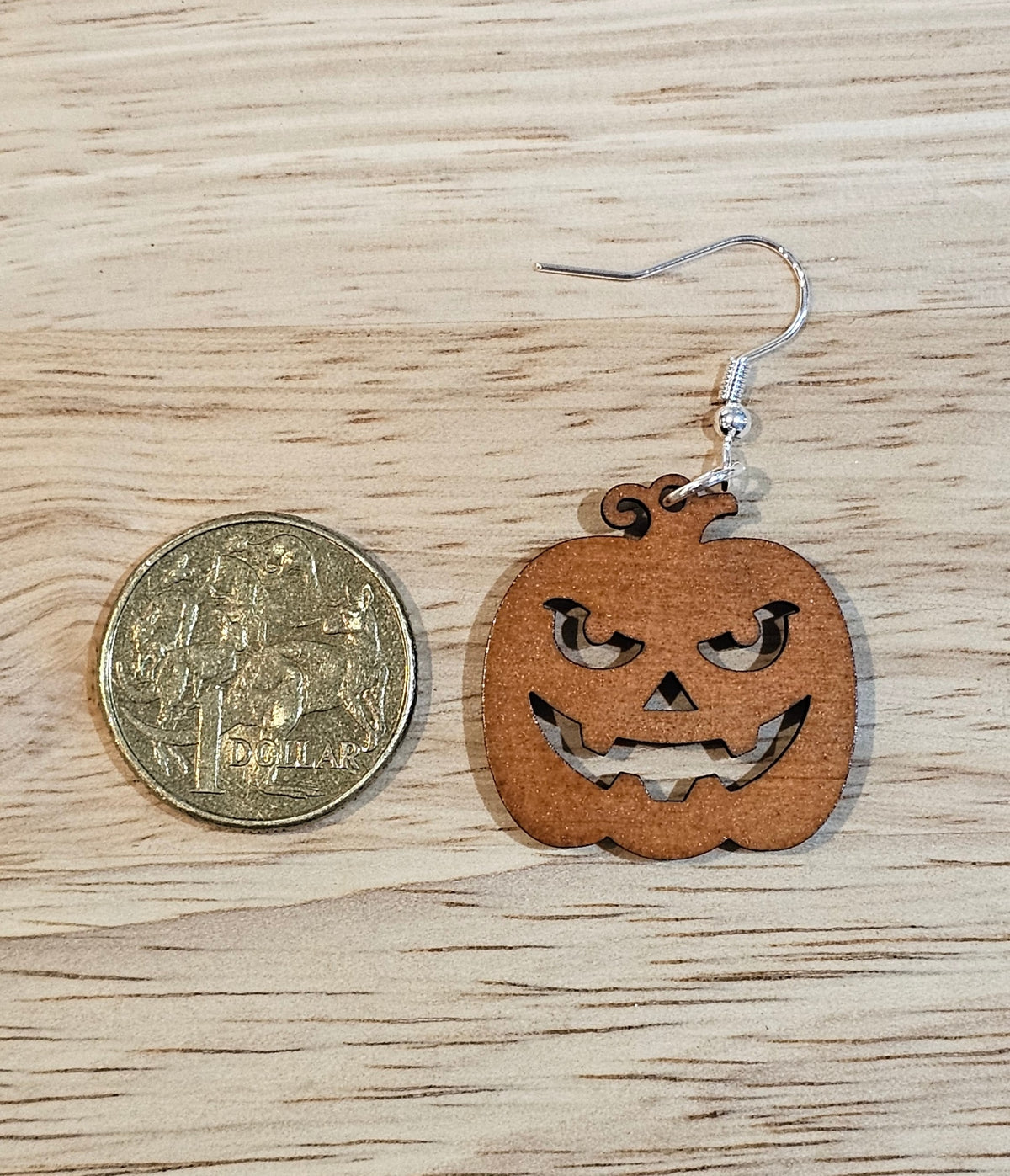 Halloween Pumpkin Earrings | Stained Plywood Earrings