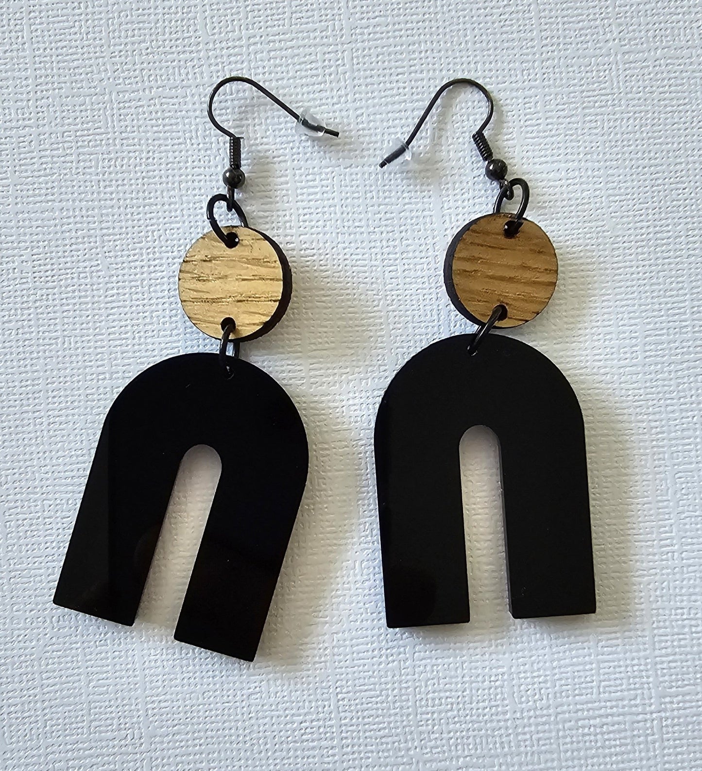 Black Dangle Earrings. Free Shipping. - Star Squiggle Hash